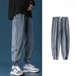 -Pantaloni maschili jeans larghi uomini uomini neri blu e allungamento in cotone joggers joggers cargo casual harem jean pantaloni 2022