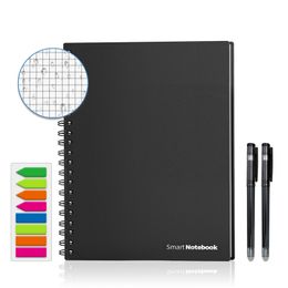 Notepads A4 Wet Erasable Reusable Smart Writing Notebook Black Waterproof Paper Auto-Scan Customised Gift Wire Bound Spiral Notes 220902