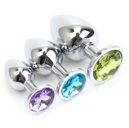 sex for cheap Canada - Bathroom Accessory Sets Factory Wholesale Silver Anal Plug Stainless Steel with Jewel Cheap Anal Sex Toys Dilator Multi Size Crystal Butt Pl