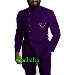 Handsome Six Buttons jacket Men Suits Groom Tuxedos Groomsmen Wedding Prom Man Blazer Color Optional 08