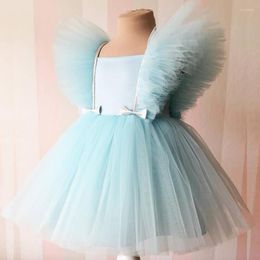 Girl Dresses Baby Girls Birthday Party Tutu Baptism Dress Bow Mesh Sleeveless Spanish Princess For Easter Eid A1280