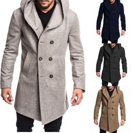 Men's Trench Coats Fashion Long Coat Wool Blends Jacket Overcoat Sleeved spring Clothes Casual Solid Colour Mens and Jackets 220905