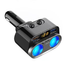 C47 Car Chargers High Power One Into Two Cigarette Lighter Car Charger Dual USB 4.8A with Type-C