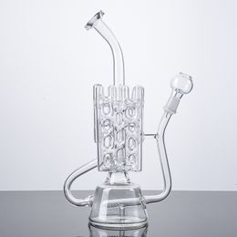 Clear Hookahs In Stock 14mm Male Joint Inline Perc Swiss Percolator Recycler Dab Oil Rigs Smoking Accessories Water Glass Bongs With Nail Dime