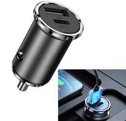 Car Chargers Mini usb A with C Dual Fast Charge Zinc Alloy Pull Ring PD 20W 15w Car Adapter Suitable For Various Models