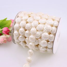 17mm Shell Beads Crafts Imitation Pearl Bead Cotton Line Chain ABS Pearl Cup Chains DIY Parts 9.84Yard per roll