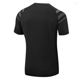 Men's T Shirts Summer Men Running T-shirt Sports Elastic Short Sleeved Jogger Fitness Quick Dry Shirt Gym Tees Safety Reflective Point Tops