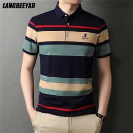 Men's Polos Top Grade Summer Brand Striped Embroidery Mens Designer Polo Shirts With Short Sleeve Casual Tops Fashions Men Clothing 220902