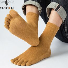 Athletic Socks Veridical Man Five Finger Short Candy Fabric Color Fashions Business Casual Breathable Happy With Toes Eu 38-44 L220905