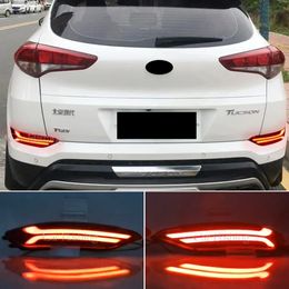 1 Pair Car LED Reflector Light For Hyundai tucson 2015 2016 2017 2018 2019 2020 Rear Fog Lamp Dynamic turn Signal Brake Light
