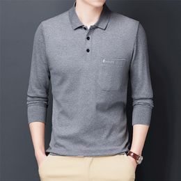 Men's Polos Ymwmhu Solid Men Polo Shirt Long Sleeve Autumn and Winter Warm Tshirts Fit Slim Polo Shirt for Man Korean Fashion Clothing 220905