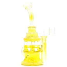 9inch hookahs Silver Fumed Coloured Dab Oil Rigs Heady Glass Bong with 4MM Quartz Banger Nail Recycler Bubbler Cyclone Perc