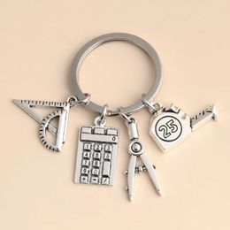 New Keychain Compasses Triangle Ruler Calculator Tape Measure Design Student Teacher Gift Teacher'S Day Gift