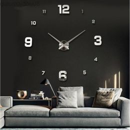real mirror NZ - Wall Clocks New Circular Set Living Room 3d Diy Acrylic Mirror Mute Large Clock Quartz Metal Watch Needle Real L220905
