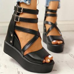 Sandals Shoes Women Woman Platform Peep Toe Female Gladiator Flats Ladies Zipper Women's Comfortable Plus Size Summer