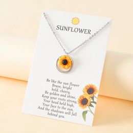 Fashion Metal Sunflower Pendant Necklace 2022 Trendy Personality Flower Charm Necklace for Women Girls Jewellery