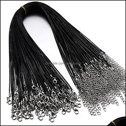 Chains Black Leather Cord Rope Chain Necklace Waxed Lobster Claw Clasp Bk For Jewellery Making String Diy Accessories Drop Delivery 202 Dh6Ma