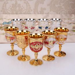 Mugs 30ml Wine Glasses Champagne Goblet Cocktail Cup Gold Retro Metal Glass European Style Gift For Bar Home Decor