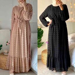 Casual Dresses 841 New Arabian women's robe Chiffon jacquard Muslim dress large