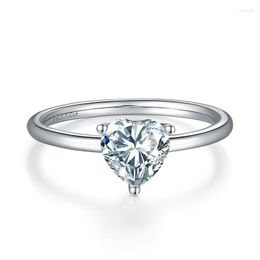 Cluster Rings AnuJewel 1ct D Color Moissanite Heart Shape Solitaire 18K Gold Plated Engagement Ring For Women Wholesale