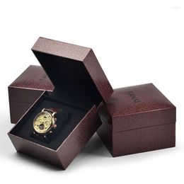 Jewellery Pouches FANXI Style Purplish Red PU Leather Wrist Watch Box Internal Silk White Display Storagecase Organiser