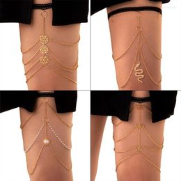 Belts MXMB Punk Leg Chain Garter Dangle Snake Long Tassel Thigh Elastic Sexy Body Jewellery Nightclub Party For Women