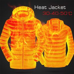 Men's Down Parkas Men Winter Warm USB Heating Fleece Jackets Smart Thermostat Detachable Hooded Heated Waterproof Jacket Clothing 220905