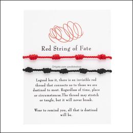 Charm Bracelets 7 Knots Red Black Set String Bracelet Protection Good Luck Amet For Success Prosperity Handmade Rope Bra Dhseller2010 Dhcs0