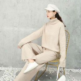 Women's Sweaters Women's Early Autumn 2022 Sweater Pullover Set Female Fashionable Wide Pants Mature Temperament Knit Light Cooked Two