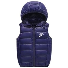 Autumn Winter New Fashion Hooded Kids Waistcoat Thick Vest Jackets For Boys Clothes Baby Girls Warm Coat Light Down Jacket