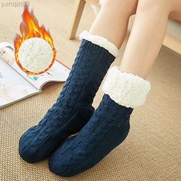 Athletic Socks Women Winter Plus Thicker Warm Soft Cotton Home Anti-Slip Bedroom Shoes Christmas Gift Knitted Room Floor Sleep L220905