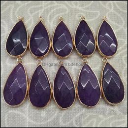 Pendant Necklaces 12Pcs Crystal Quartz Agate Drop Colour Random Wholesale Mti-Faceted Pendant Necklace Mixed Unisex Cure Dhseller2010 Dhldj