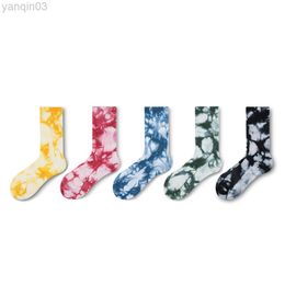 Athletic Socks Hot Fashion Men/Women Cotton Colourful Psychedelic Graffiti Tie Paints Funny Skateboard Cute Harajuku Hiphop Tube L220905