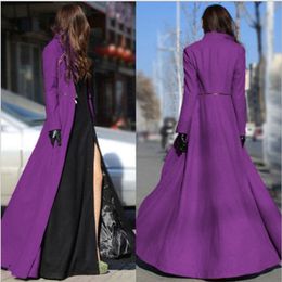 Women's Wool Blends Women Wool Blends Autumn And Winter Large Size Goddess Slim Big Swing Split Ends Mopping Long Section Wool Woolen Cloth Coat 220906