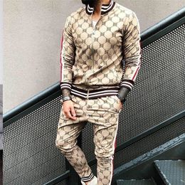 Men's Tracksuits Spring Autumn Sport Suits European American Trends 3D Print Fitness Zipper Hoodies Sweatpants Slim Casual Fashion Tracksuits 220905
