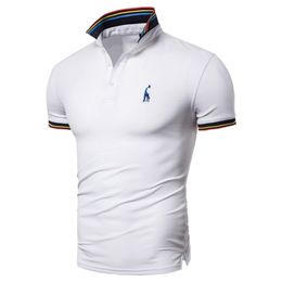 Men's Polos Drop Summer Cotton Polo Men Solid Deer Embroidery Short Sleeve Polo Shirt Men Fashion Polo Giraffe Mens Shirts 220906