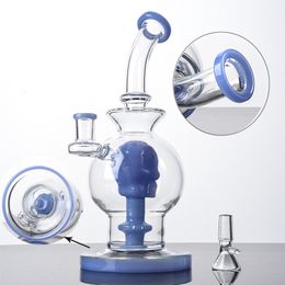 Ball Style 9 Inch Jade Blue Hookahs Water Glass Bongs Unique Smoking Pipes Bong Skull Showerhead Perc Pecolator Dab Oil Rigs With Bowl WP2281