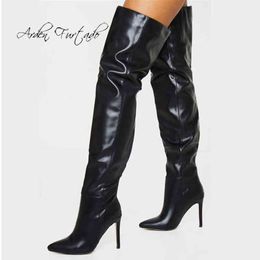 Boots Winter pointed toe spring Stilettos Heels Fashion Women's Shoes Sexy Elegant Zipper Ladies high heels Over the knee boots 41 43 220906