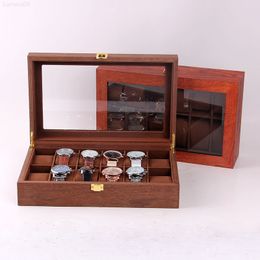 glass top display cases UK - Watch Boxes Cases 612 Slots Wooden Box Case Top Luxury Organizer Display Glass Jewelry Organizer Storage Holder Gift For Men Women J220825