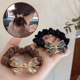 Bow Elastic Hair Bands Ties Rubber Girls Fashion Shiny Crystal Hair Rope Ponytail Accessories For Women