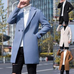 Men's Trench Coats Men Trench Coat Single Button Korean Style Autumn Winter Thick Slim Windbreaker Coat Streetwear Plus Size Men's Clothing 220906