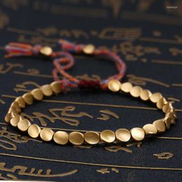 Strand Handmade Tibetan Copper Bead Bracelet For Women Adjustable Rope Chain Men Bracelets Gold Colour Braided Boho Vintage Jewellery Gift