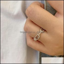 Wedding Rings Fashion 100% 925 Sterling Sier Rings Chain Link Lab Diamond Ring Wedding Engagement Jewelry Gift For Women 667 Yydhhome Dhv2P