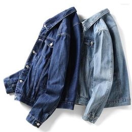 Men's Jackets High Quality Bomber Denim Outerwear Mens Ripped Holes Lt Blue Jean 2022 Autumn Spring Garment Washed Coat