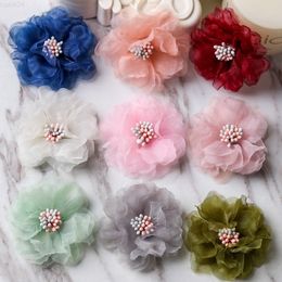 Faux Floral Greenery 10Pcs Handmade Chiffon Flower Diy Clothes Hair Accessories Headdress Flower Accessories Flower Accessories J220906