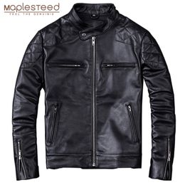 Men's Leather Faux MAPLESTEED 100% Natural Calf Skin Jacket For Men Motorcycle Jackets Moto Biker Clothing Man Coat Winter 5XL M011 220905