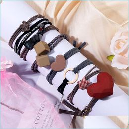 Pony Tails Holder 8Pcs/Set Korea Resin Heart Star Bow Cube Charm Hair Holder Rope Headband Ponytail Holders Elastic Haircuff Yydhhome Dhat2