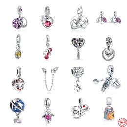 925 Silver Charm Beads Dangle Pendant Apple Love Cat Globe Bead Fit Pandora Charms Bracelet DIY Jewellery Accessories