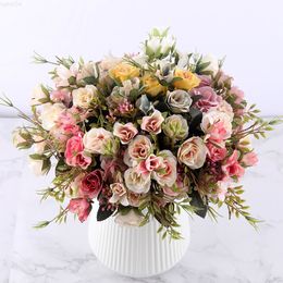 Faux Floral Greenery Fake Roses Artificial Flowers High Quality Bouquet Hydrangea Gypsophila Leaf Accessories For Christmas Home Wedding Decoration J220906