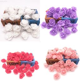 Faux Floral Greenery 100 pcsparty 3Cm Diy Handmade Foam Flowers 3Cm Rose Flower Head Artificial Pe Foam Rose Wedding Decoration Scrapbooking crafts J220906